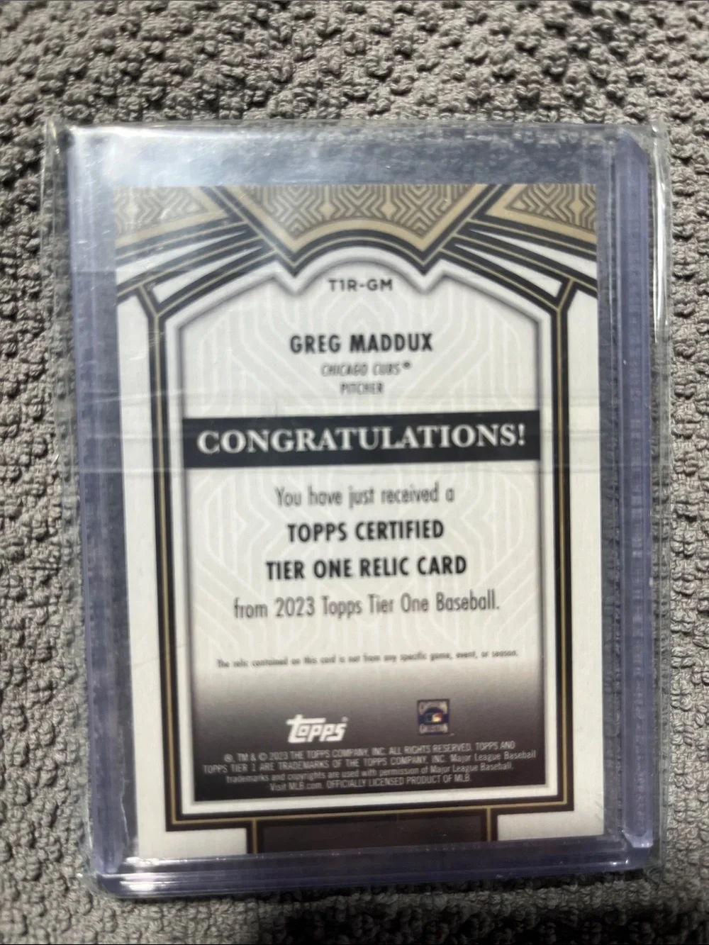2023 Tier One Greg Maddux game used jersey Relic 376/400 #TIR-GM